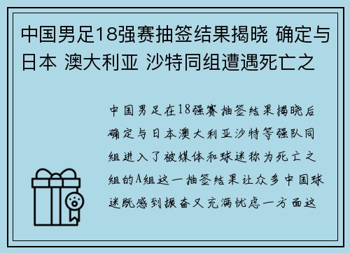 中国男足18强赛抽签结果揭晓 确定与日本 澳大利亚 沙特同组遭遇死亡之组